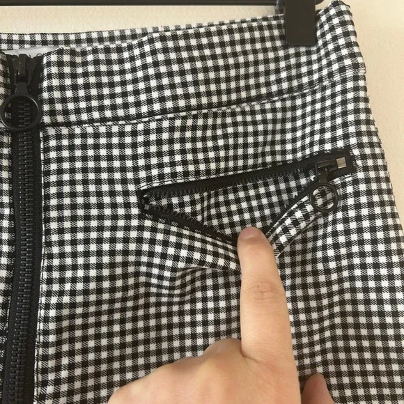 Urban Outfitters Black White Gingham High Rise Zipper Pocket Pants Size‎ 6 - Picture 5 of 8